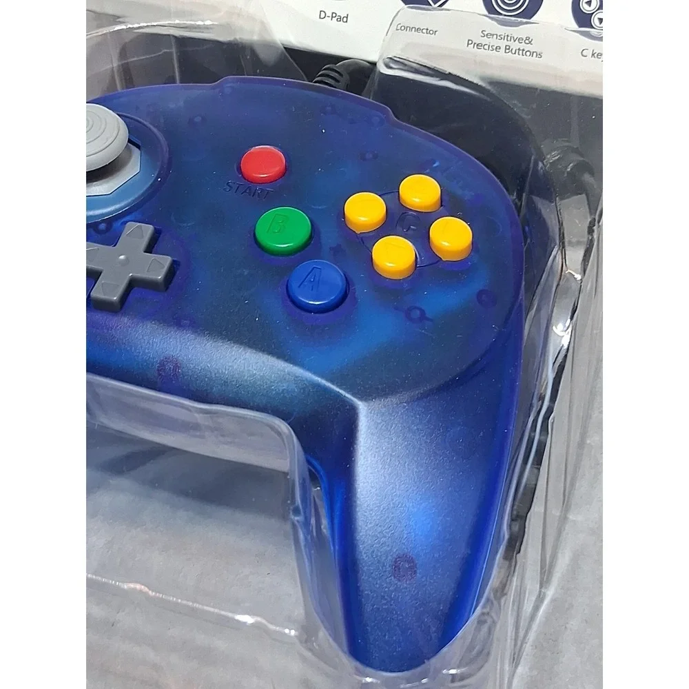 Classic Retro 64 N64 Classic Wired USB Controller Gamepads for PC BLUE
